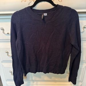 Navy Blue Cropped Sweater, Size Small